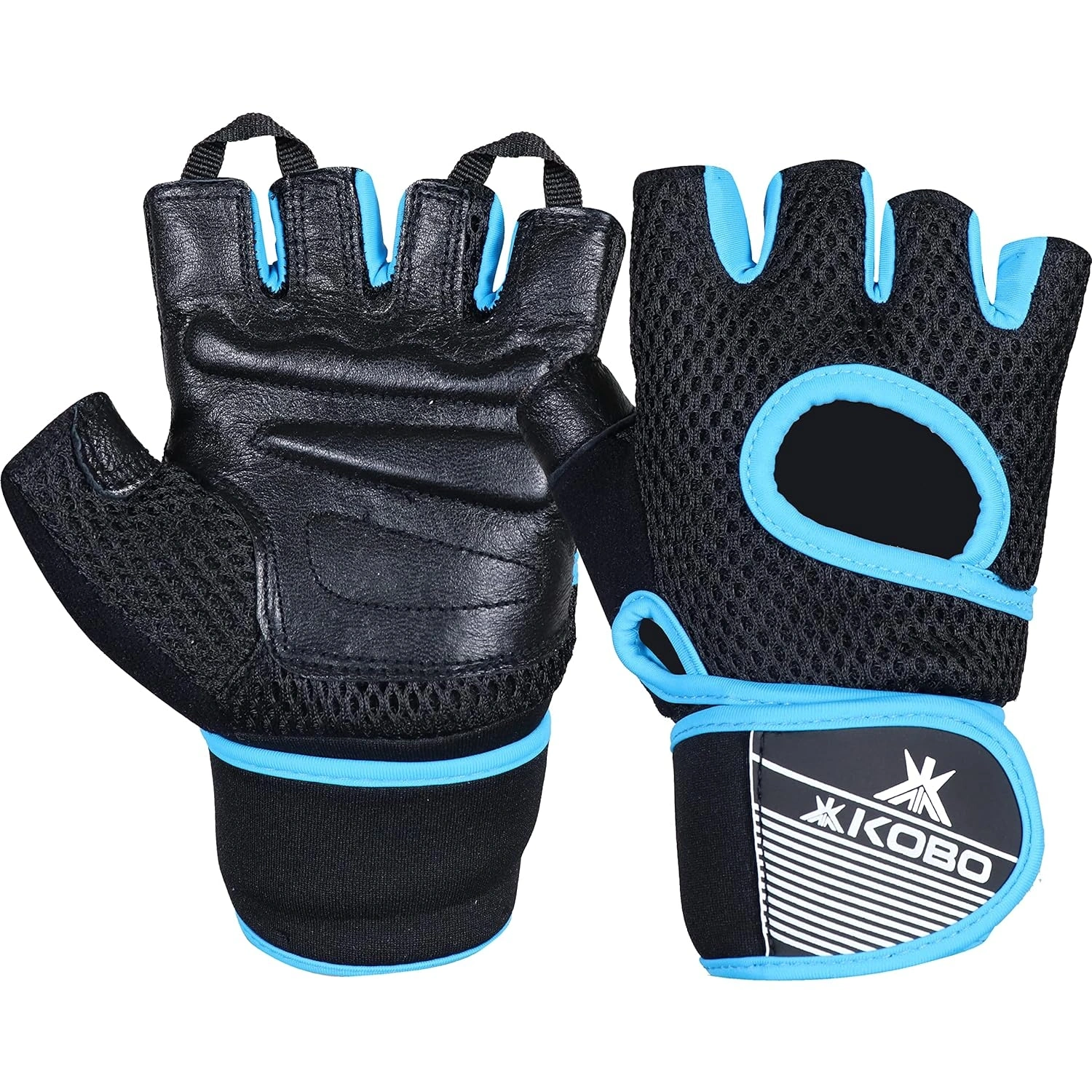 Kobo WTG-57 Gym Gloves with Wrist Support -BLACK-SKY-L-1