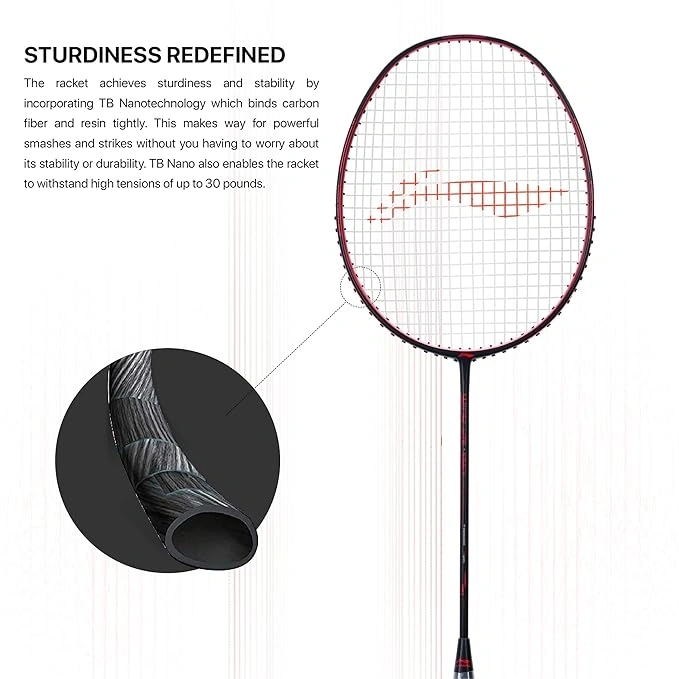 Li-Ning Wind Lite Stealth Strung Badminton Racquet (Black/Red) -BLACK / RED-FS-2