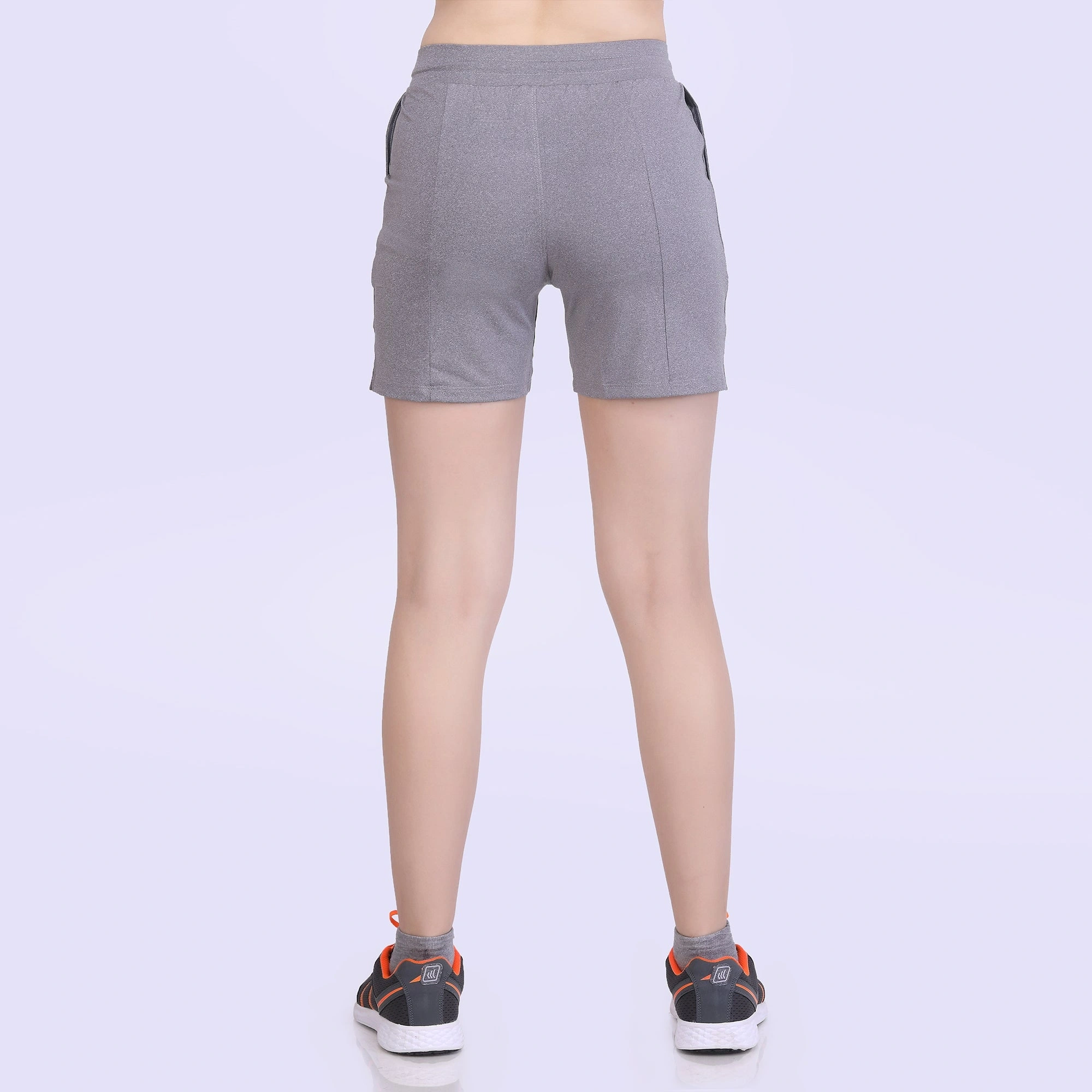 Laasa Just-Dry Melange Women's Training Shorts - Breathable and Quick-Drying for Intense Workouts-GREY MELANGE / 2-M-4