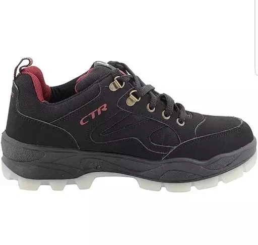 Trekking Shoes - Low Ankle: Lightweight Hiking Shoes with Self-Cleaning Rubber Sole for Men and Women-UK 7-Black-2