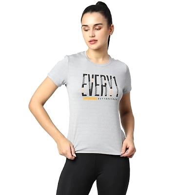 LAASA JUST-Dry Grey Melange Workout T-Shirt - Premium Athletic Wear for Comfort and Style During Intense Workouts-GREY MELANGE-XL-4