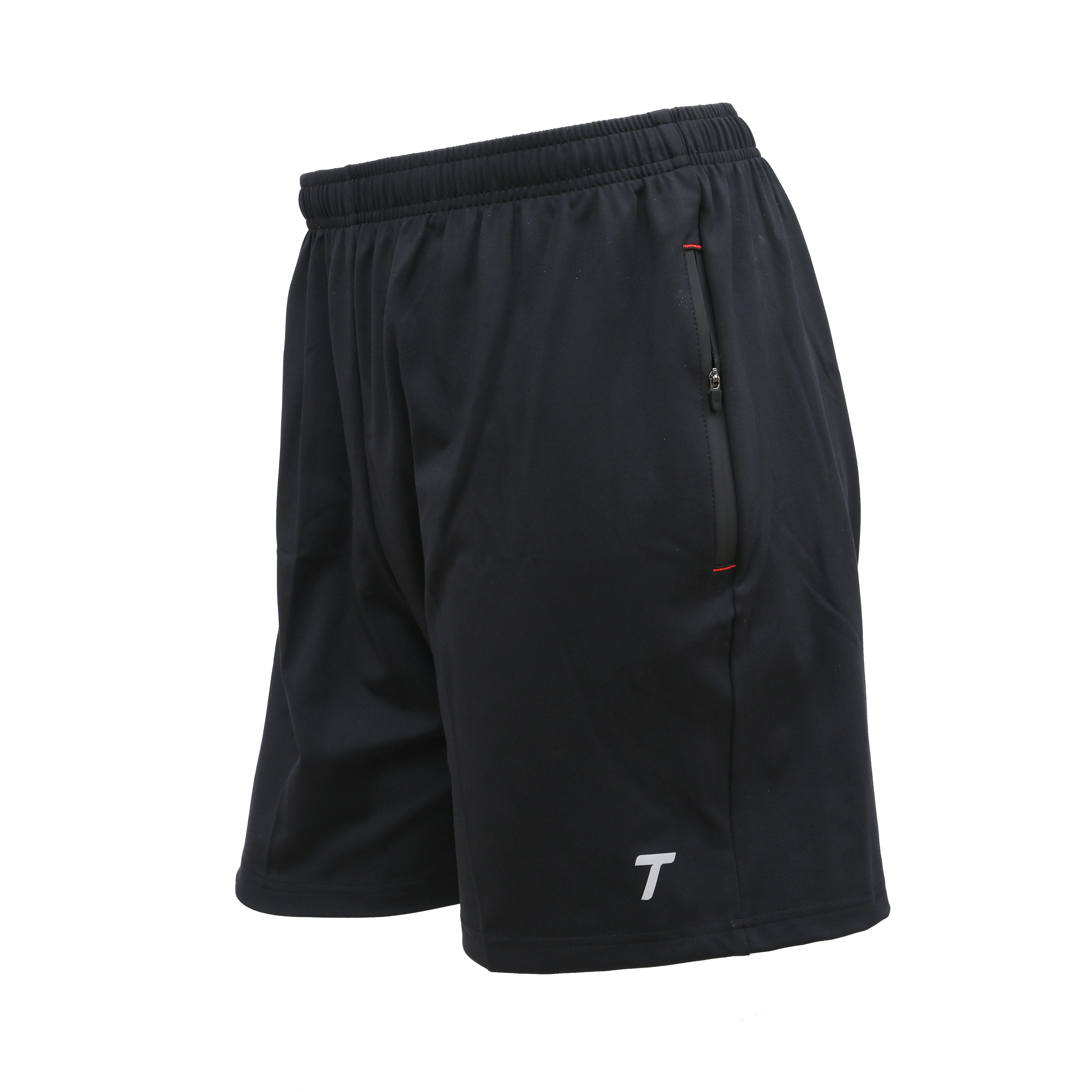 Total Men's Sports Shorts 8130 | Quick-Drying Fabric &amp; Zippered Pockets for Running-BLACK-L-2