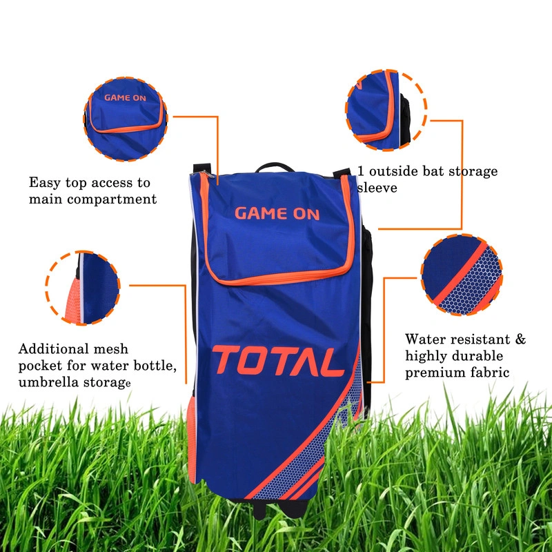 Total Rising Star Cricket Kit Bag | Durable &amp; Water-Resistant with Multiple Pockets-BLUE ORANGE-L-4