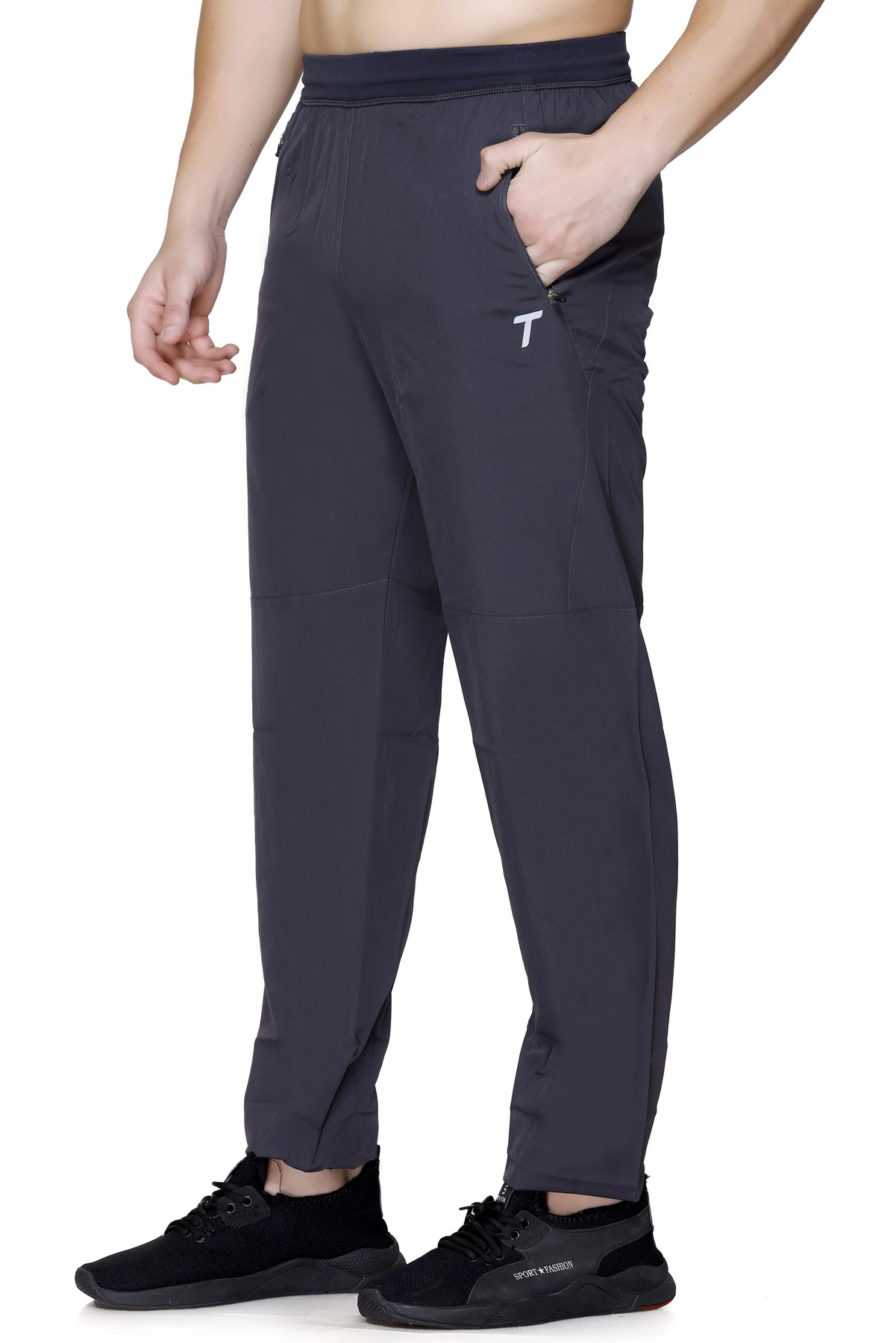 Total Men's Stretchable Track Pants 2116 | Ideal for Gym &amp; Yoga Wear-GREY-L-1