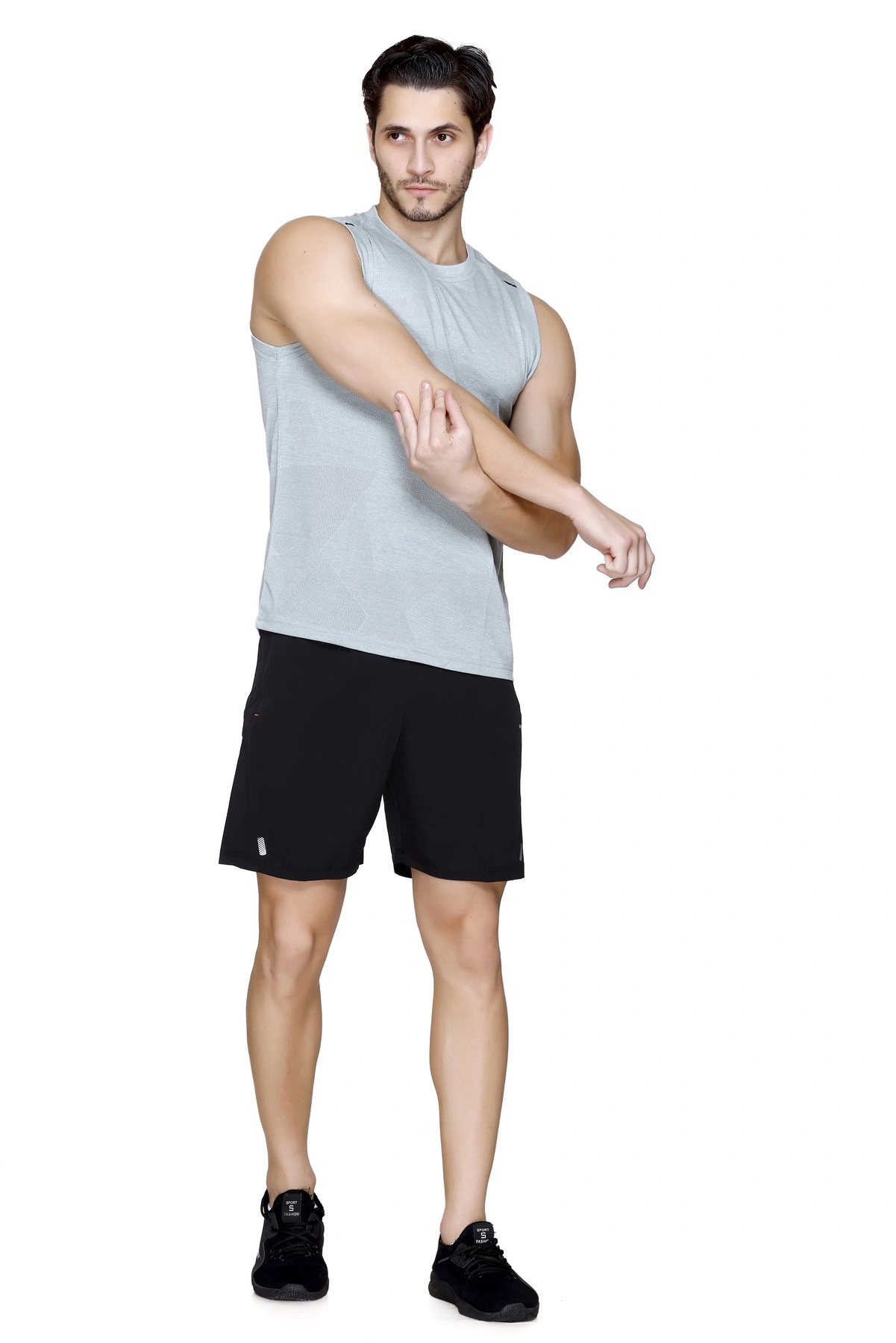 Total Men's Athletic Shorts 8131 | Breathable &amp; Moisture-Wicking with Elastic Waistband-L-BLACK-5