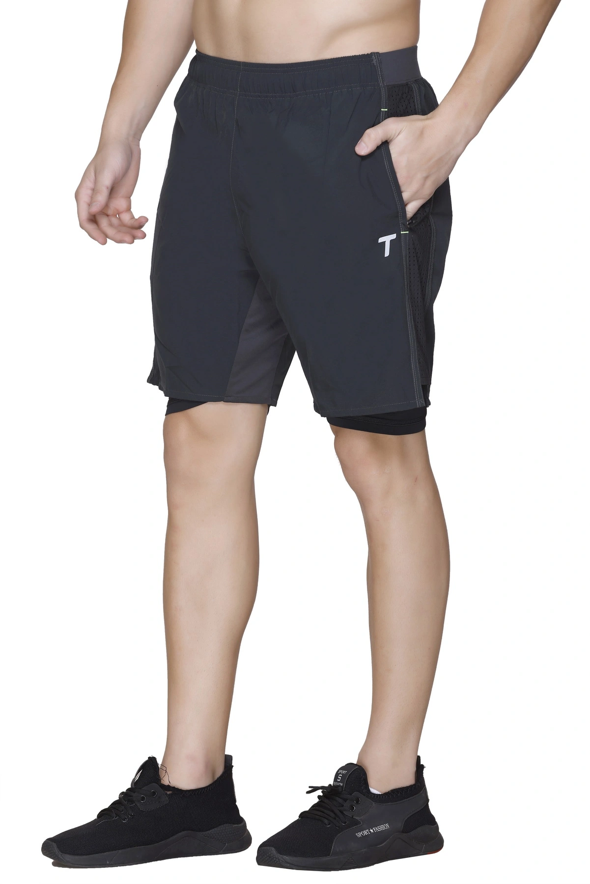 Total Men's 8144 Active Shorts | Relaxed Fit with Elastic Waistband for Summer Adventures-XL-GREY-1