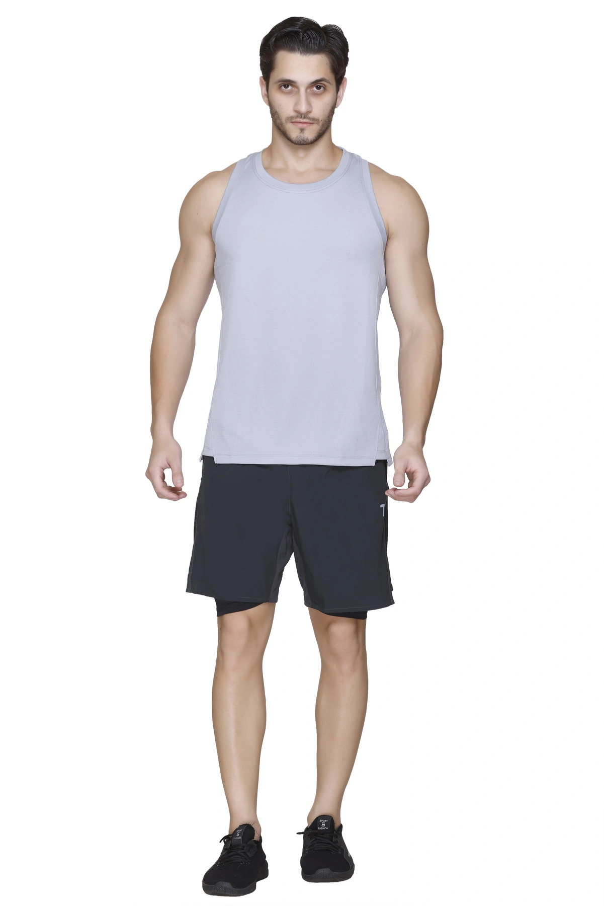 Total Men's 8144 Active Shorts | Relaxed Fit with Elastic Waistband for Summer Adventures-XL-GREY-5