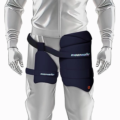 Moonwalkr 2.0 Cricket Batting Combo Thigh Guard Pad White-MENS-BLUE-4