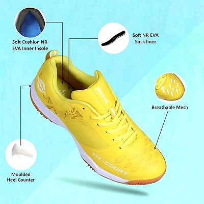 NIVIA HY-Court 2.1 Badminton Shoes for Men-YELLOW-11-2