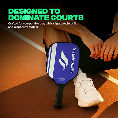 Total Pickleball Fiberglass Paddle Lightweight, Spin-Friendly Racket (Blue)-Blue-Standard-9