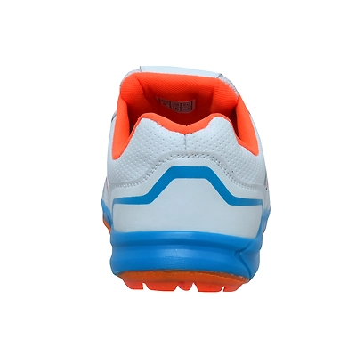 TOTAL True Cricket Rubber Spike Shoes-WHITE/ORANGE/BLUE-7-3