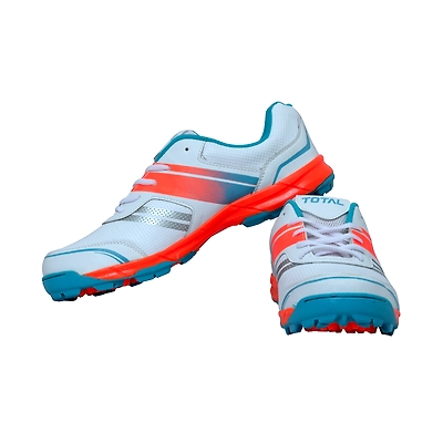 TOTAL True Cricket Rubber Spike Shoes-5-WHITE/ORANGE/SEAGREEN-1