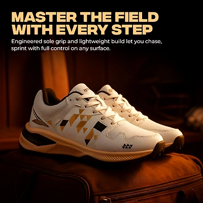 TOTAL PS-Blaster Cricket Rubber Spike Shoes-10-WHITE/GOLD/BLACK-3