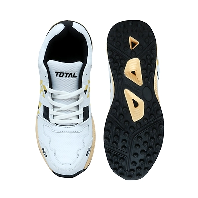 TOTAL PS-Blaster Cricket Rubber Spike Shoes-WHITE/GOLD/BLACK-7-2