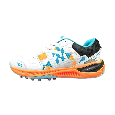 TOTAL PS-Blaster Cricket Rubber Spike Shoes-WHITE/SKY/ORANGE-5-2