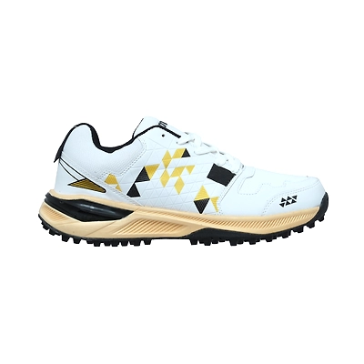 TOTAL PS-Blaster Cricket Rubber Spike Shoes-3-WHITE/GOLD/BLACK-1
