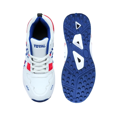 TOTAL PS-Blaster Cricket Rubber Spike Shoes-WHITE-RED-BLUE-3-2