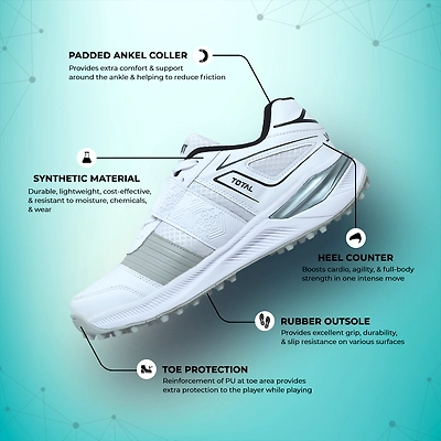 TOTAL MRK-PLAYER Cricket Rubber Spike Shoes-5-WHITE/GREY-3