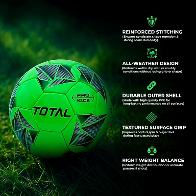 TOTAL KickPro Football Durable Training &amp; Match Ball for Kids &amp; Beginners-5-Green-4