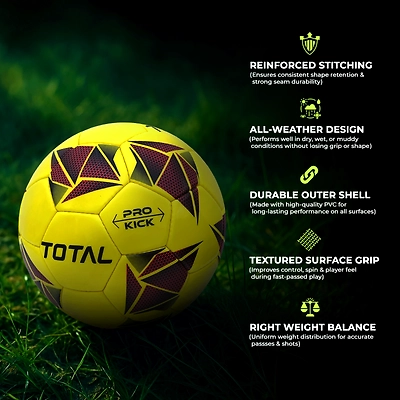 TOTAL KickPro Football Durable Training &amp; Match Ball for Kids &amp; Beginners-3-Yellow-4