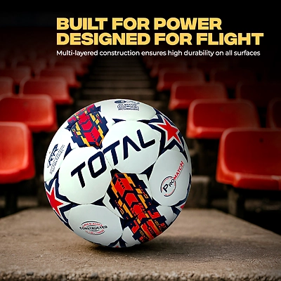 TOTAL Pro-Match Football Durable Training &amp; Match Ball for Kids &amp; Beginners-White-Red-Navy-5-2