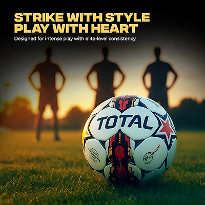 TOTAL Pro-Match Football Durable Training &amp; Match Ball for Kids &amp; Beginners-White-Red-Navy-5-3