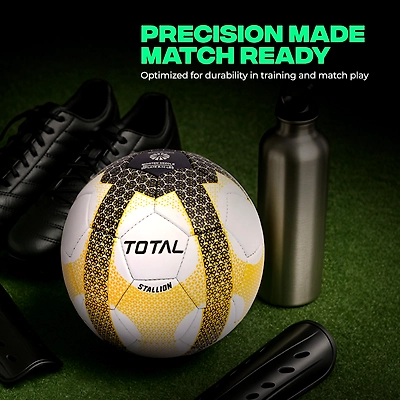 TOTAL PVC Football Durable Training &amp; Match Ball for Kids &amp; Beginners-White-Yellow-5-3