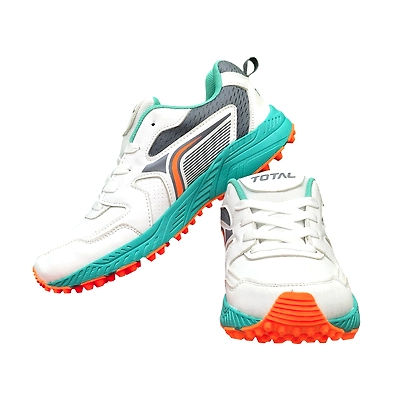Total Vintage 24 Cricket Shoes Rubber Spike Sole-10-White/Orange-1