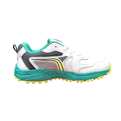 Total Vintage 24 Cricket Shoes Rubber Spike Sole-7-White/Lime-5