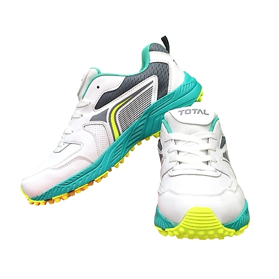 Total Vintage 24 Cricket Shoes Rubber Spike Sole-White/Lime-6-3