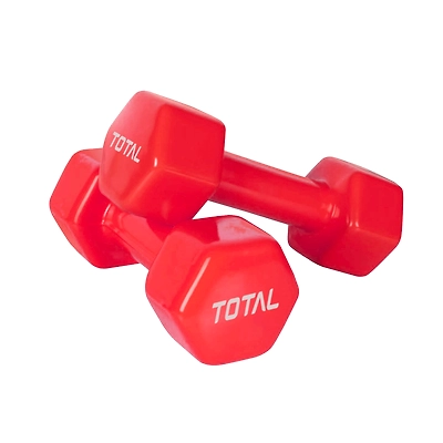 TOTAL Vinyl Coated Hexa Dumbbell Set for Home Workout and Strength Training (Pair)-RED-3 KG-1