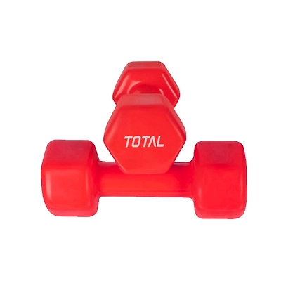 TOTAL Vinyl Coated Hexa Dumbbell Set for Home Workout and Strength Training (Pair)-RED-3 KG-2
