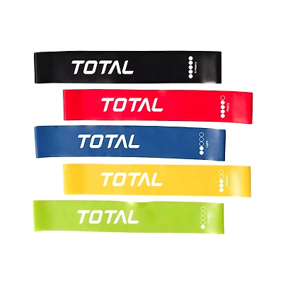 TOTAL Resistance Loop Band Set – 5 Latex Exercise Bands for Strength Training, Yoga &amp; Rehab-56599
