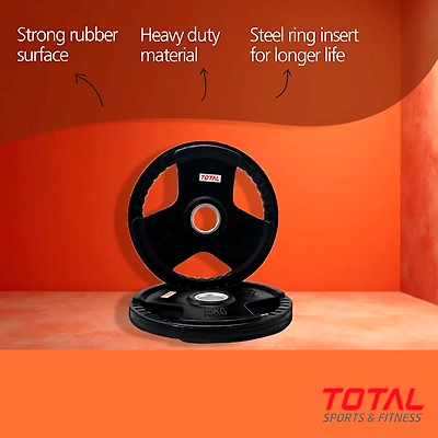 TOTAL Olympic Rubber-Coated Weight Plates Set of 2-Black-15 KG-2-2