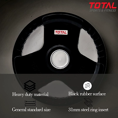 TOTAL Olympic Rubber-Coated Weight Plates Set of 2-Black-15 KG-2-3