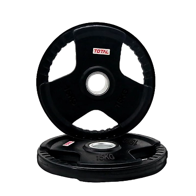 TOTAL Olympic Rubber-Coated Weight Plates Set of 2-Black-15 KG-2-4