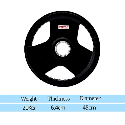 TOTAL Olympic Rubber-Coated Weight Plates Set of 2-Black-20 KG-2-1
