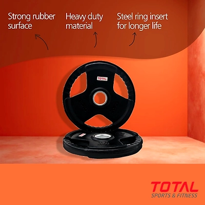 TOTAL Olympic Rubber-Coated Weight Plates Set of 2-Black-20 KG-2-2