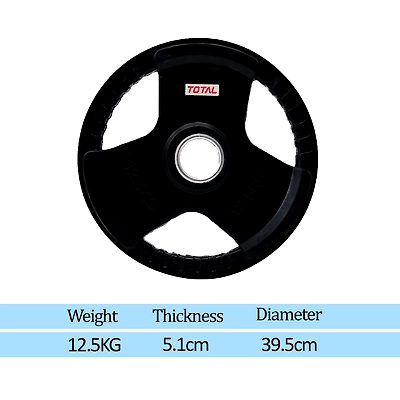 TOTAL Olympic Rubber-Coated Weight Plates Set of 2-Black-12.5 KG-2-1