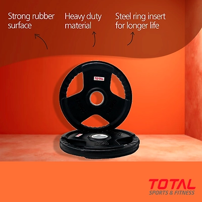 TOTAL Olympic Rubber-Coated Weight Plates Set of 2-Black-12.5 KG-2-4