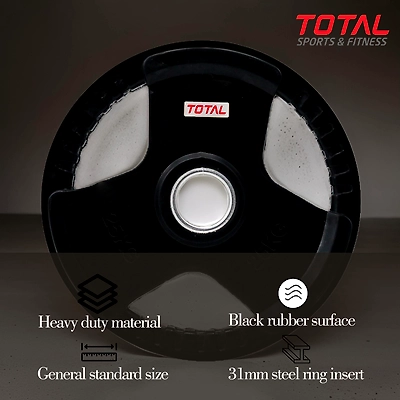 TOTAL Olympic Rubber-Coated Weight Plates Set of 2-Black-25 KG-2-2