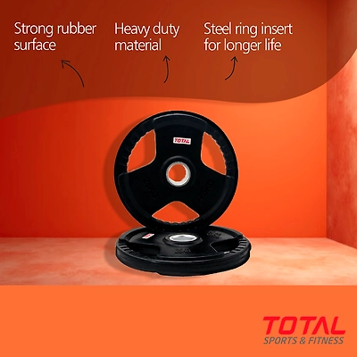 TOTAL Olympic Rubber-Coated Weight Plates Set of 2-Black-25 KG-2-3