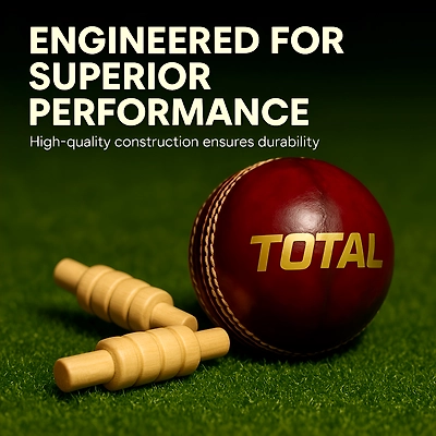 TOTAL Leather Cricket Season Ball-Match-156g-Red-4