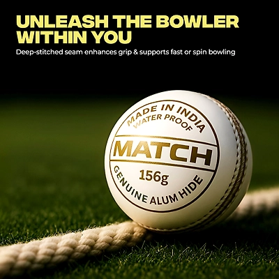 TOTAL Leather Cricket Season Ball-Match-156-White-3