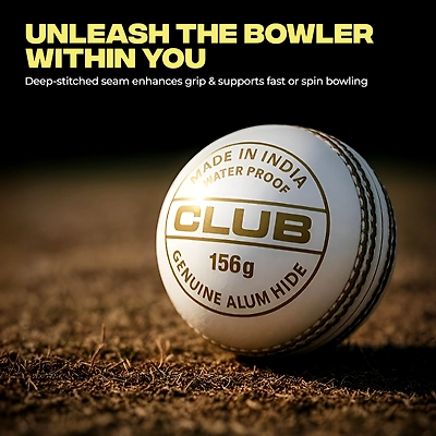 TOTAL Leather Cricket Season Ball-Club-156g-White-3