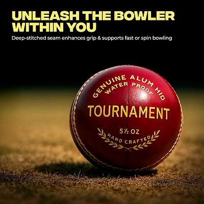 TOTAL Leather Cricket Season Ball-156g-Tournament-Red-3