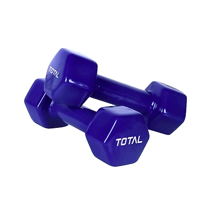 TOTAL Vinyl Coated Hexa Dumbbell Set for Home Workout and Strength Training (Pair)-BLUE-2 KG-2