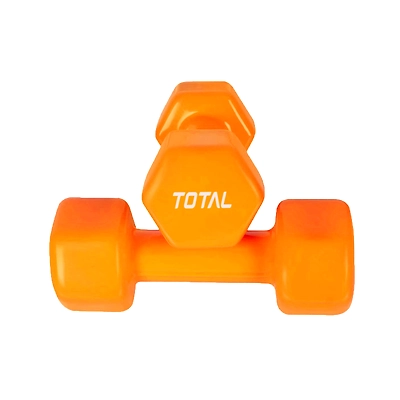 TOTAL Vinyl Coated Hexa Dumbbell Set for Home Workout and Strength Training (Pair)-ORANGE-1.5 KG-1