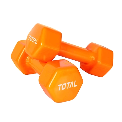 TOTAL Vinyl Coated Hexa Dumbbell Set for Home Workout and Strength Training (Pair)-ORANGE-1.5 KG-2
