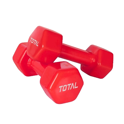 TOTAL Vinyl Coated Hexa Dumbbell Set for Home Workout and Strength Training (Pair)-RED-0.5 KG-1